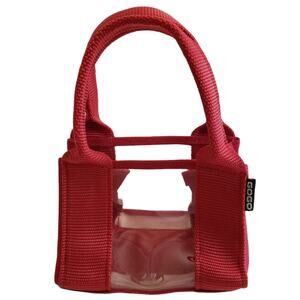 XO GOGO red Baby Box mini see thru top handle tote bag little tiny purse